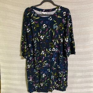 J. Jill Floral Mini  Dress - Multicolor 100% Rayon Great Condition